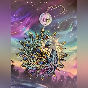 NEW 8” Peacock Colorful Sunburst Statement Wind spinner- Multicolor